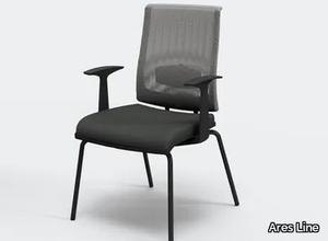 ZERO7 NET - Upholstered mesh chair with armrests _ Ares Line