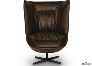 LADLE HIGH - Leather armchair with 4-spoke base high-back _ arflex