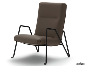 SOLICE - Leather armchair with armrests _ arflex