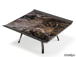 MOON INVADERS - Square metal and leather coffee table for living room _ Arketipo