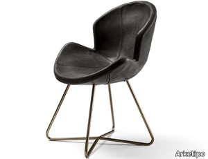 VICTORIA - Leather chair with armrests _ Arketipo