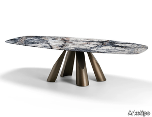PRINCE - Rectangular Dark Emperador marble and metal table _ Arketipo