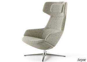ASTON CLUB - Wing fabric armchair with armrests with 4-spoke base _ Arper