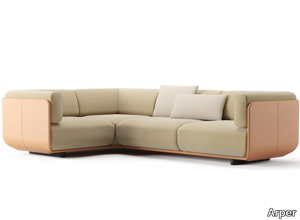 SHAAL - Sectional leather and fabric sofa _ Arper