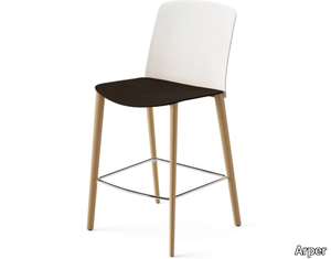 MIXU - Polypropylene and plywood stool with oak legs _ Arper