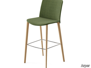 MIXU - High upholstered fabric barstool with oak legs _ Arper