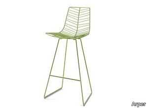 LEAF - Sled base high steel stool with footrest _ Arper