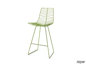 LEAF - Sled base steel stool with footrest with back _ Arper