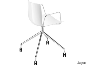 CATIFA 46 - Trestle-based chair with castors with armrests _ Arper