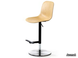 MÁNI WOOD ST-ADJ - Swivel ash stool with footrest _ Arrmet