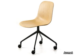 MÁNI WOOD HO-4 - Trestle-based ash chair with castors _ Arrmet