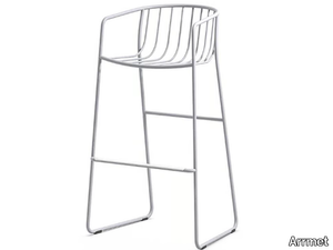 RANDA NUDE ST - Sled base steel stool with back _ Arrmet