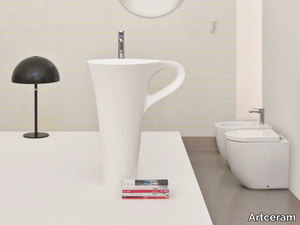 CUP - Freestanding ceramic washbasin with towel rail _ Artceram