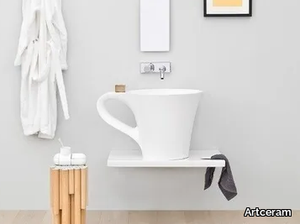 CUP - Countertop ceramic washbasin with towel rail _ Artceram