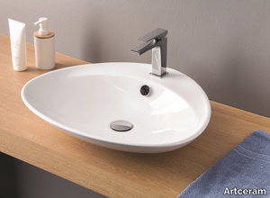 PLETTRO - Countertop single ceramic washbasin _ Artceram