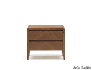 LEONARDO L129/S - Bedside table with 2 drawers and herringbone inlaid fronts _ Arte Brotto