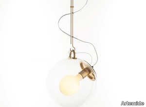 MICONOS - Glass and steel pendant lamp _ Artemide