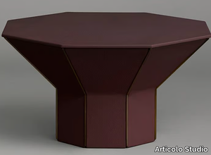 FLARE SHORT - Octagonal low leather side table _ Articolo Studio