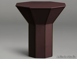 FLARE TALL - Octagonal leather high side table _ Articolo Studio