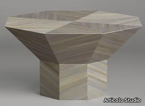 FLARE SHORT - Low octagonal straw marquetry side table _ Articolo Studio