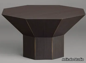 FLARE SHORT - Low octagonal wood veneer side table _ Articolo Studio