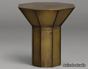 FLARE TALL - Octagonal burnished brass high side table _ Articolo Studio