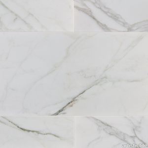 Calacatta Caldia Marble Tile Honed 12" x 24 x 3/8" Stone Aris Edge