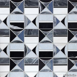 Hidden Circles Vanilla Marble Waterjet Mosaic