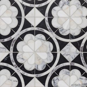 Encaustic Flower Rosa Waterjet Mosaic