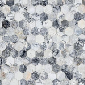 Invisible Grey Marble Mosaic Honed Stone Hexagon 5.0cm