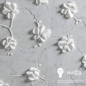 Orchid Dimensional Nero Marble Waterjet Mosaic