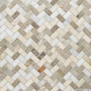 Linen Mosaic Mixed Finish Stone Herringbone