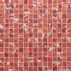 Rosso Francia Marble Mosaic Honed Stone Straight Joint 3.0cm