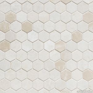 White Sand Marble Mosaic Polished Stone Hexagon 3.0cm