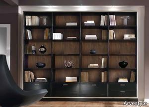 COMPOSITE - Open freestanding solid wood bookcase with drawers _ Arvestyle