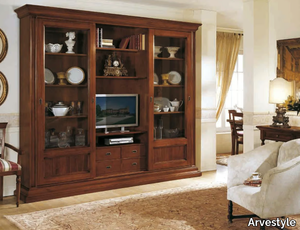 PETRARCA - Solid wood bookcase with TV stand _ Arvestyle