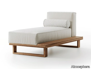 9.ZERO LEFT CHAISE LONGUE - Teak and fabric sun lounger _ Atmosphera