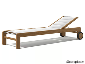 DAKOTA - Recliner teak and textilene sun lounger _ Atmosphera