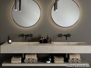 HABITAT CONTRACT - Wall-mounted double porcelain stoneware washbasin _ Atlas Concorde