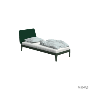 Essential Pine green With headboard upholstered in Reflect / Dark green