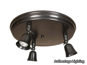FLEURE ON ROUND PLATE LARGE - Adjustable LED brass ceiling lamp _ Authentage Lighting