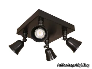 FLEURE ON SQUARE BASE LARGE - Adjustable LED brass ceiling lamp _ Authentage Lighting
