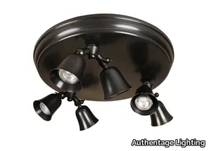 FLEURE TWIN ON ROUND PLATE LARGE - LED adjustable brass ceiling lamp _ Authentage Lighting