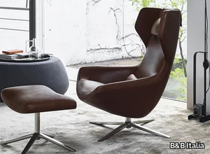 METROPOLITAN '14 - Swivel leather armchair high-back _ B&B Italia