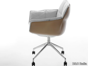 HUSK - Fabric chair with castors with armrests _ B&B Italia