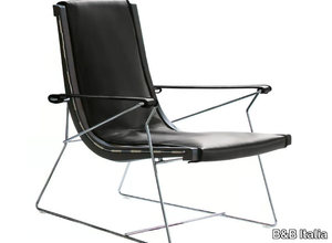 J.J. - Sled base leather armchair with armrests _ B&B Italia