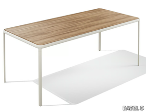 MELIK - Powder coated steel table with iroko top _ BABEL D