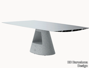 TABLE B 120/150 - CONCRETE - Rectangular aluminum and cement dining table _ BD Barcelona Design