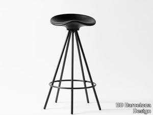 JAMAICA - Trestle-based aluminium and wood stool with footrest _ BD Barcelona Design