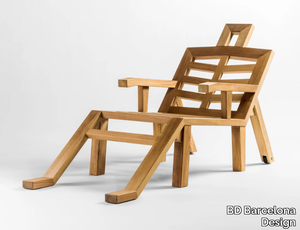 PORTLLIGAT - Iroko deck chair with armrests _ BD Barcelona Design